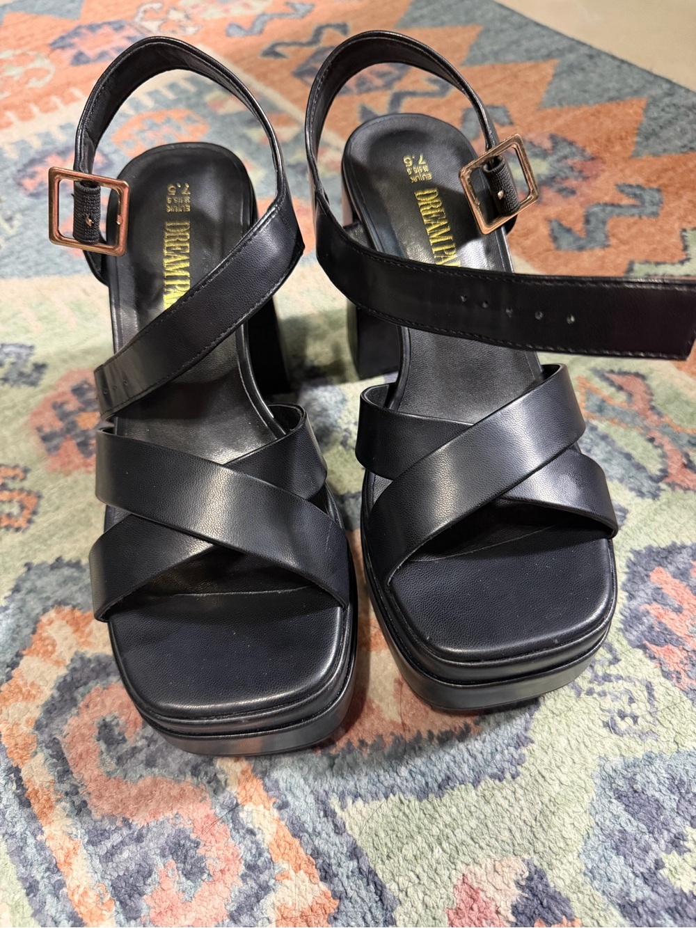 Dream Pairs Black Platform Sandals with Buckle